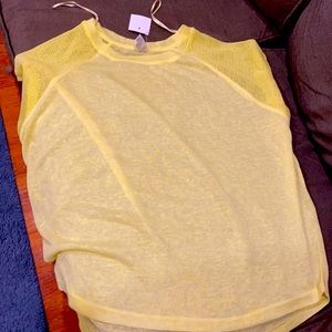 Very light yellow with mesh short sleeve tops